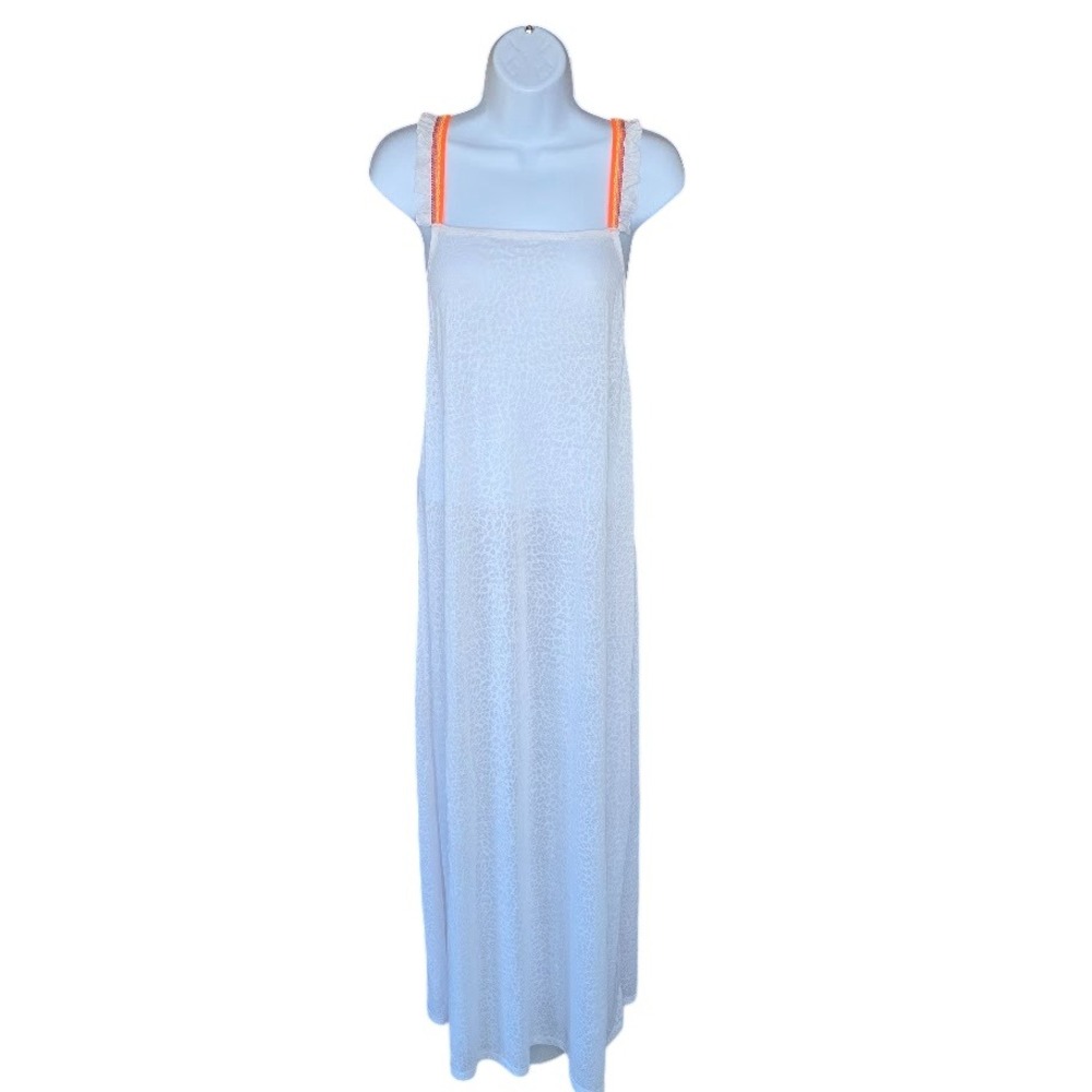 Pitusa White Cheetah Maxi Dress Flirty Cross-Back Womens Standard S/M Resortwear